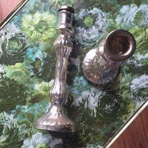 Anthroplogie Mercury Glass Candlestick Holders